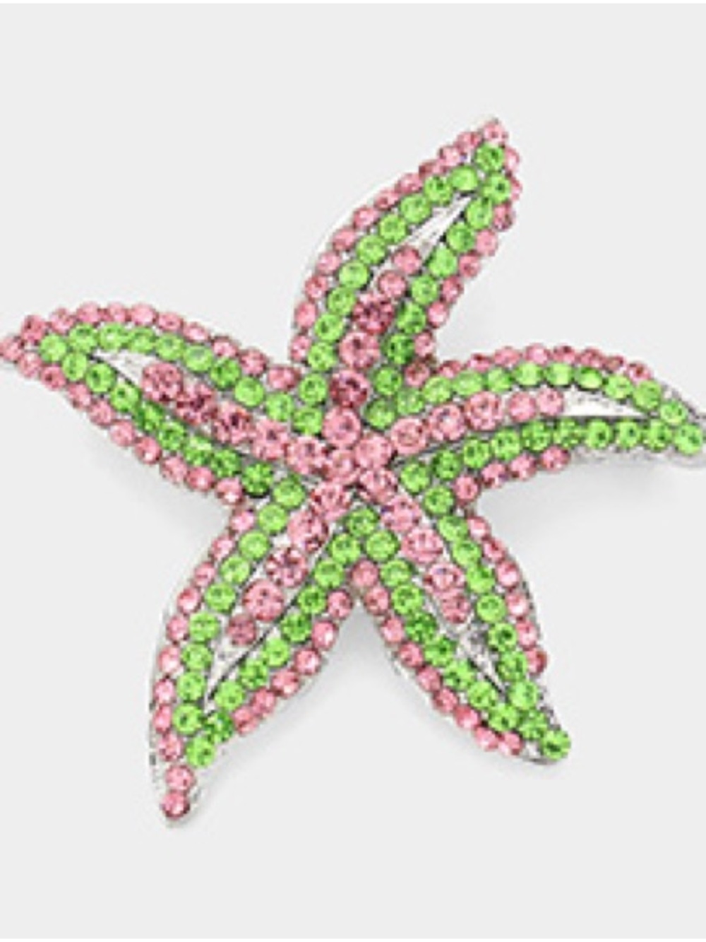 Pink & Lime Crystal Starfish Brooch